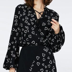 NWT Diane von Furstenberg Ginny Two Silk-Blend Blouse